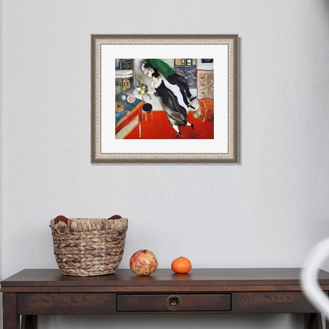 INVIN ART Framed Canvas Art Giclee Print Birthday by Marc Chagall Wall Art Room Living Office Home Decorations