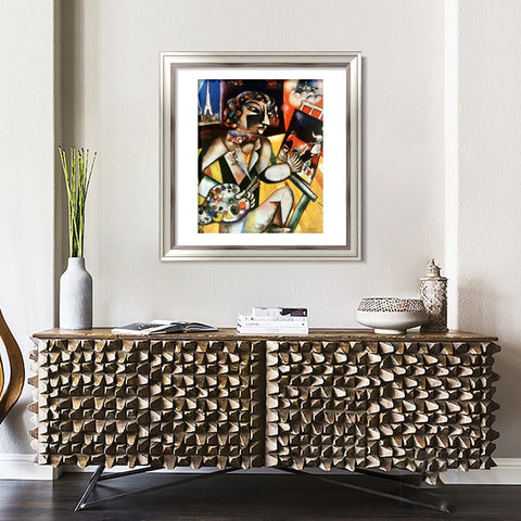 INVIN ART Framed Canvas Art Giclee Print Self-Portrait With Seven Fingers by Marc Chagall Wall Art Room Living Office Home Decorations
