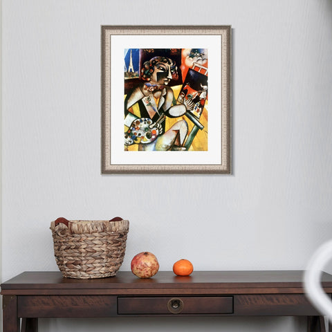 INVIN ART Framed Canvas Art Giclee Print Self-Portrait With Seven Fingers by Marc Chagall Wall Art Room Living Office Home Decorations