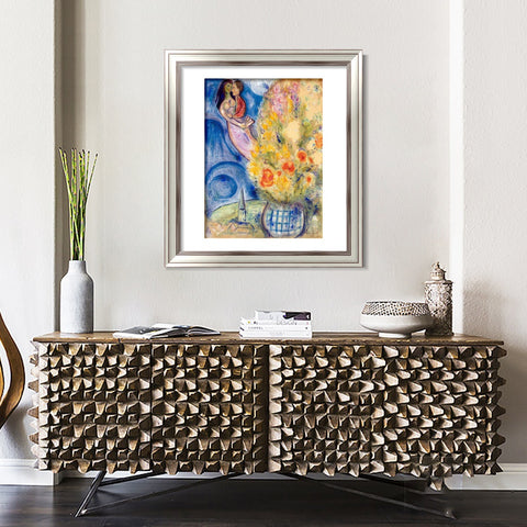 INVIN ART Framed Canvas Art Giclee Print Flower 3 by Marc Chagall Wall Art Room Living Office Home Decorations