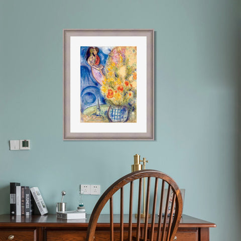 INVIN ART Framed Canvas Art Giclee Print Flower 3 by Marc Chagall Wall Art Room Living Office Home Decorations