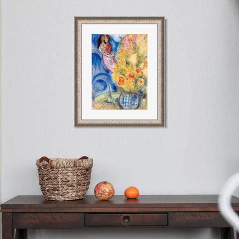 INVIN ART Framed Canvas Art Giclee Print Flower 3 by Marc Chagall Wall Art Room Living Office Home Decorations