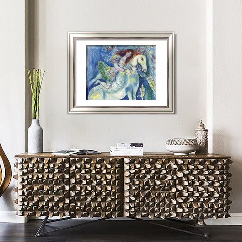 INVIN ART Framed Canvas Art Giclee Print Woman on the horse by Marc Chagall Wall Art Room Living Office Home Decorations