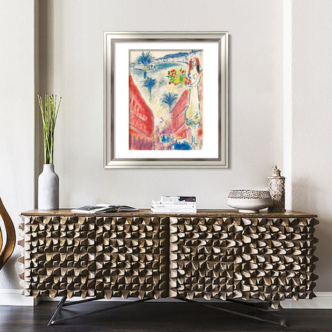 INVIN ART Framed Canvas Art Giclee Print Celebrating by Marc Chagall Wall Art Room Living Office Home Decorations