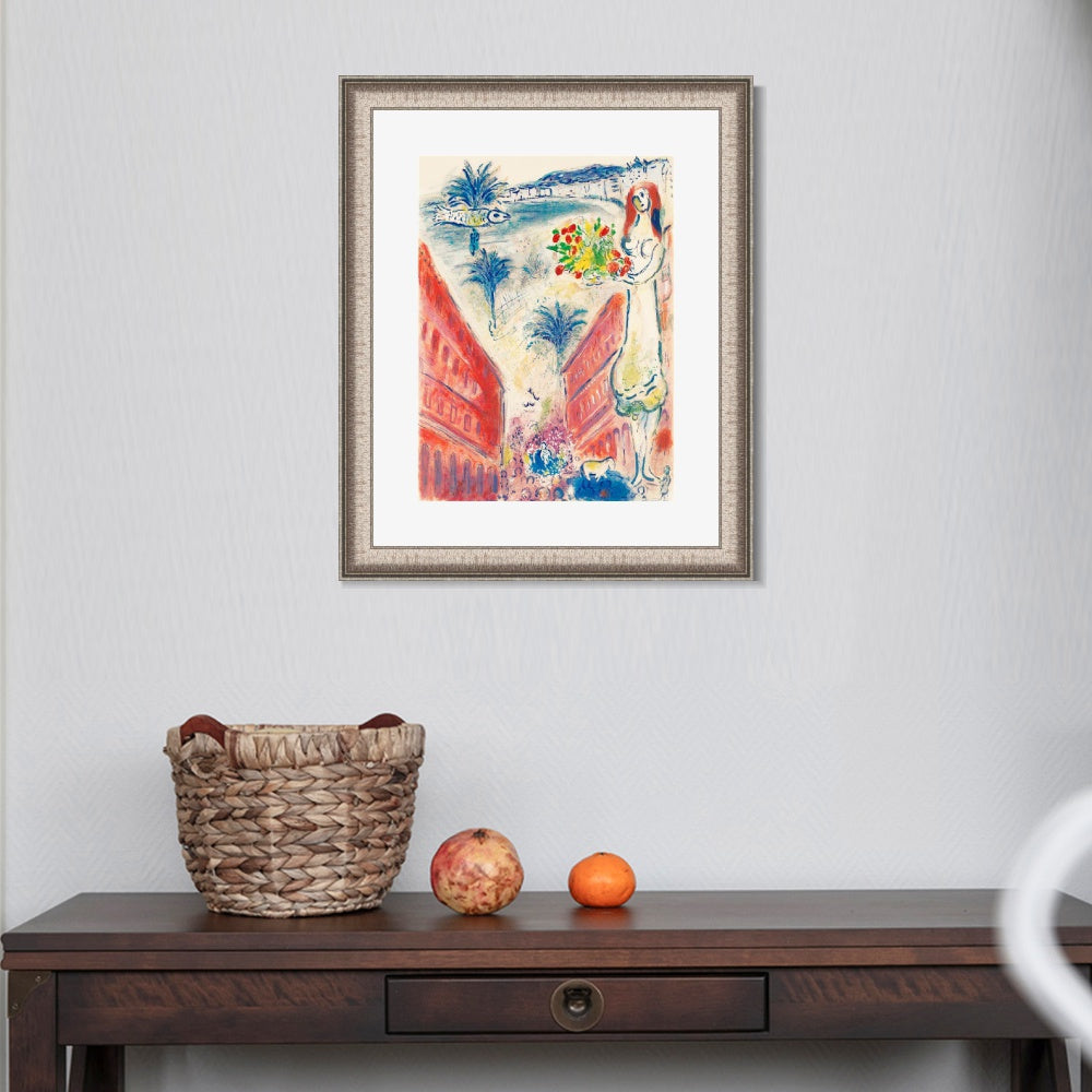 INVIN ART Framed Canvas Art Giclee Print Celebrating by Marc Chagall Wall Art Room Living Office Home Decorations