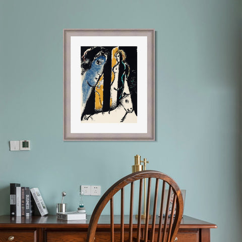 INVIN ART Framed Canvas Art Giclee Print Face by Marc Chagall Wall Art Room Living Office Home Decorations