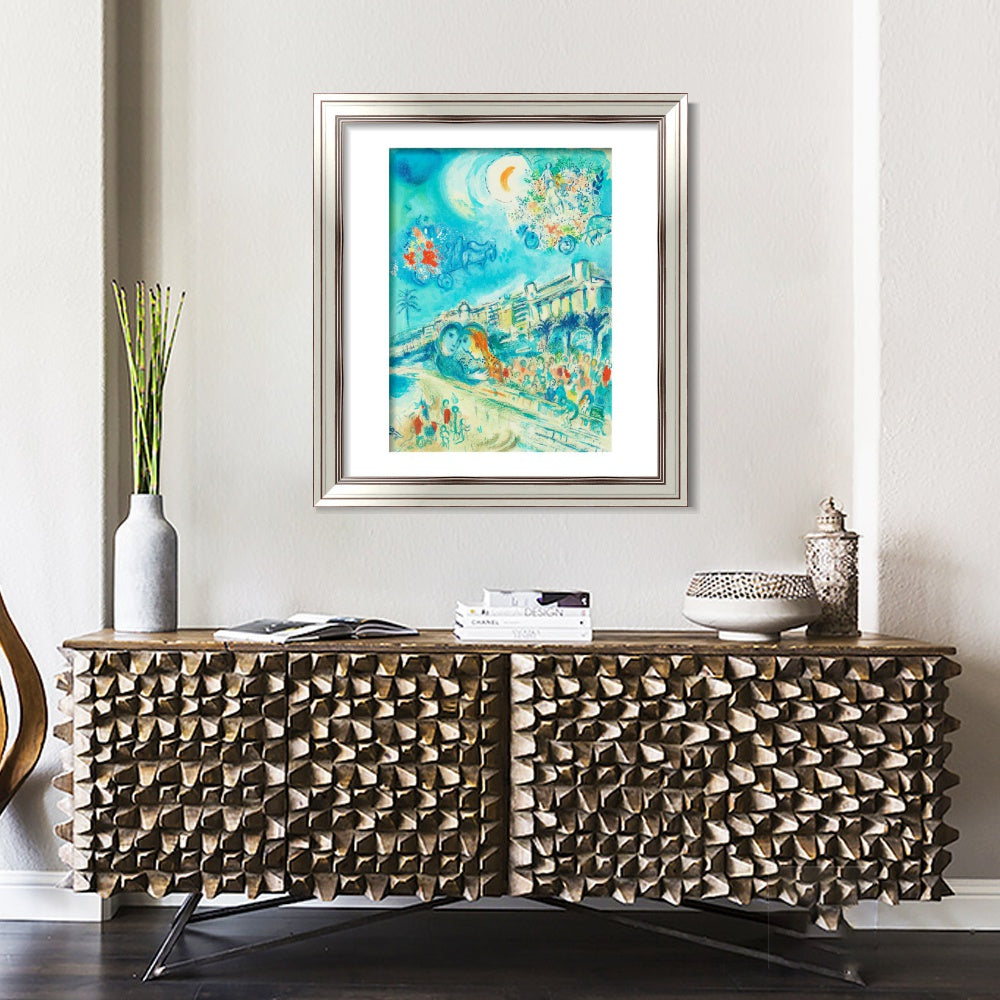 INVIN ART Framed Canvas Art Giclee Print Hug Bataille de Fleurs by Marc Chagall Wall Art Room Living Office Home Decorations