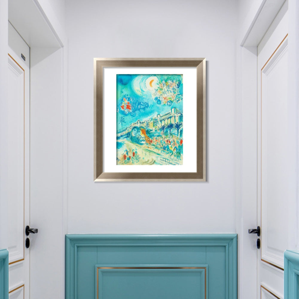 INVIN ART Framed Canvas Art Giclee Print Hug Bataille de Fleurs by Marc Chagall Wall Art Room Living Office Home Decorations