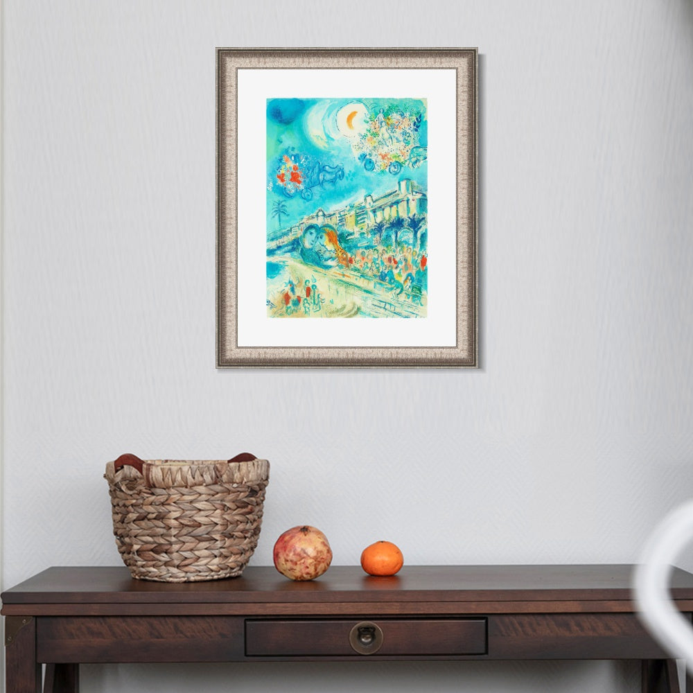 INVIN ART Framed Canvas Art Giclee Print Hug Bataille de Fleurs by Marc Chagall Wall Art Room Living Office Home Decorations