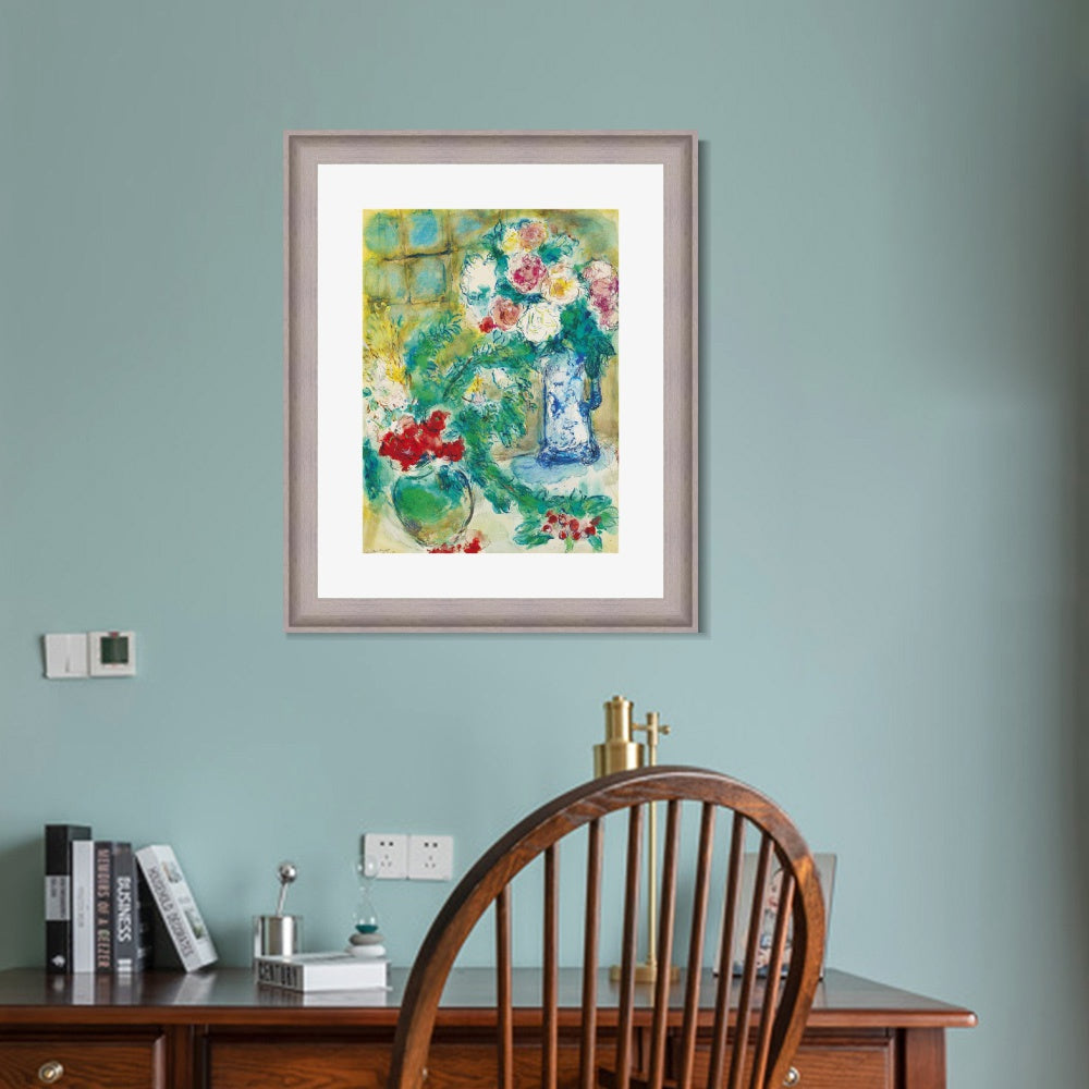 INVIN ART Framed Canvas Art Giclee Print Flower 18 by Marc Chagall Wall Art Room Living Office Home Decorations