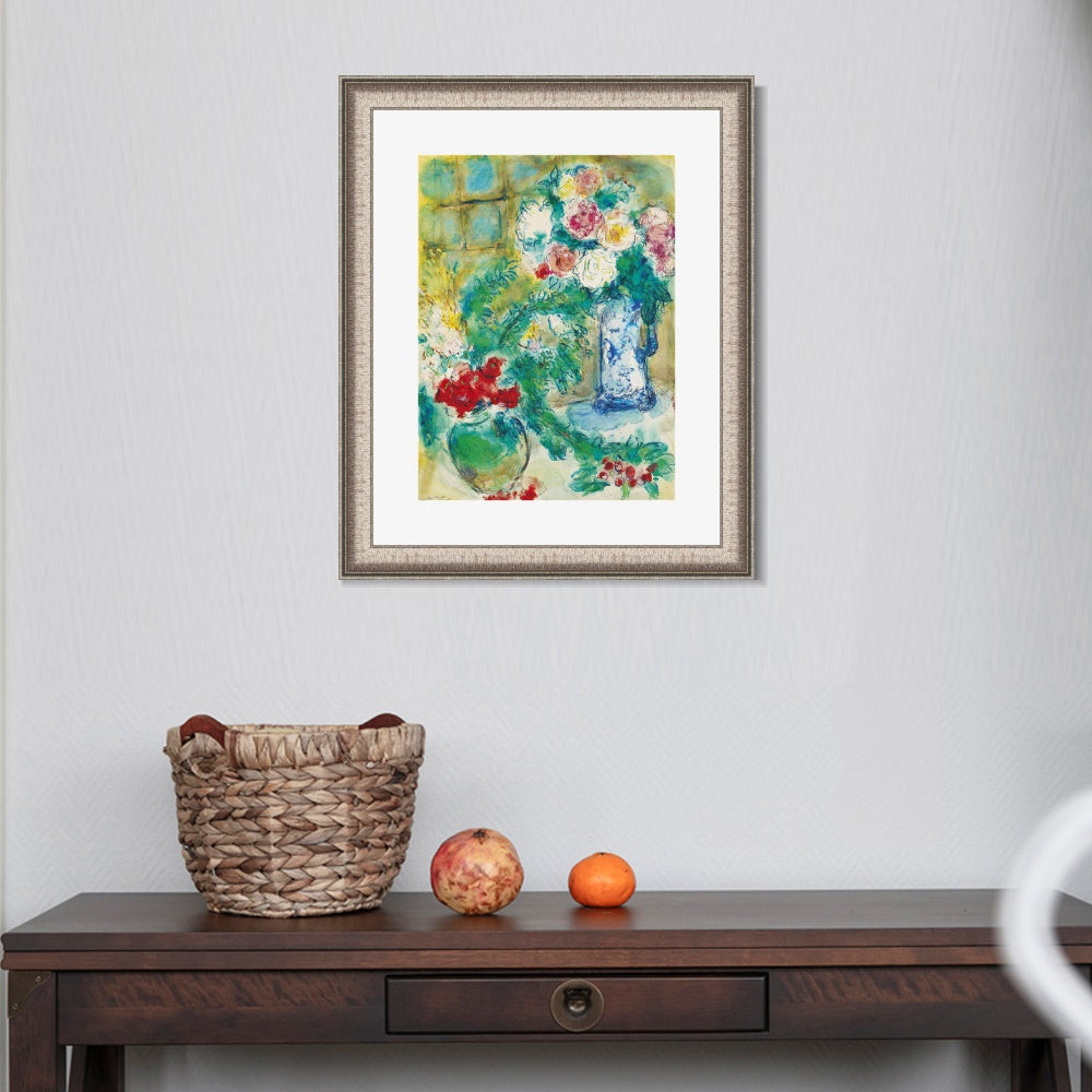 INVIN ART Framed Canvas Art Giclee Print Flower 18 by Marc Chagall Wall Art Room Living Office Home Decorations