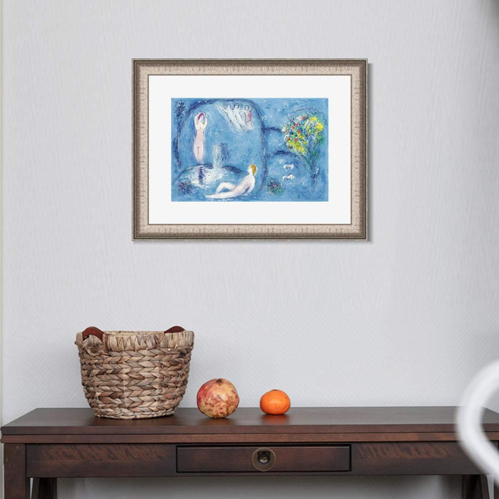 INVIN ART Framed Canvas Art Giclee Print Bath by Marc Chagall Wall Art Room Living Office Home Decorations