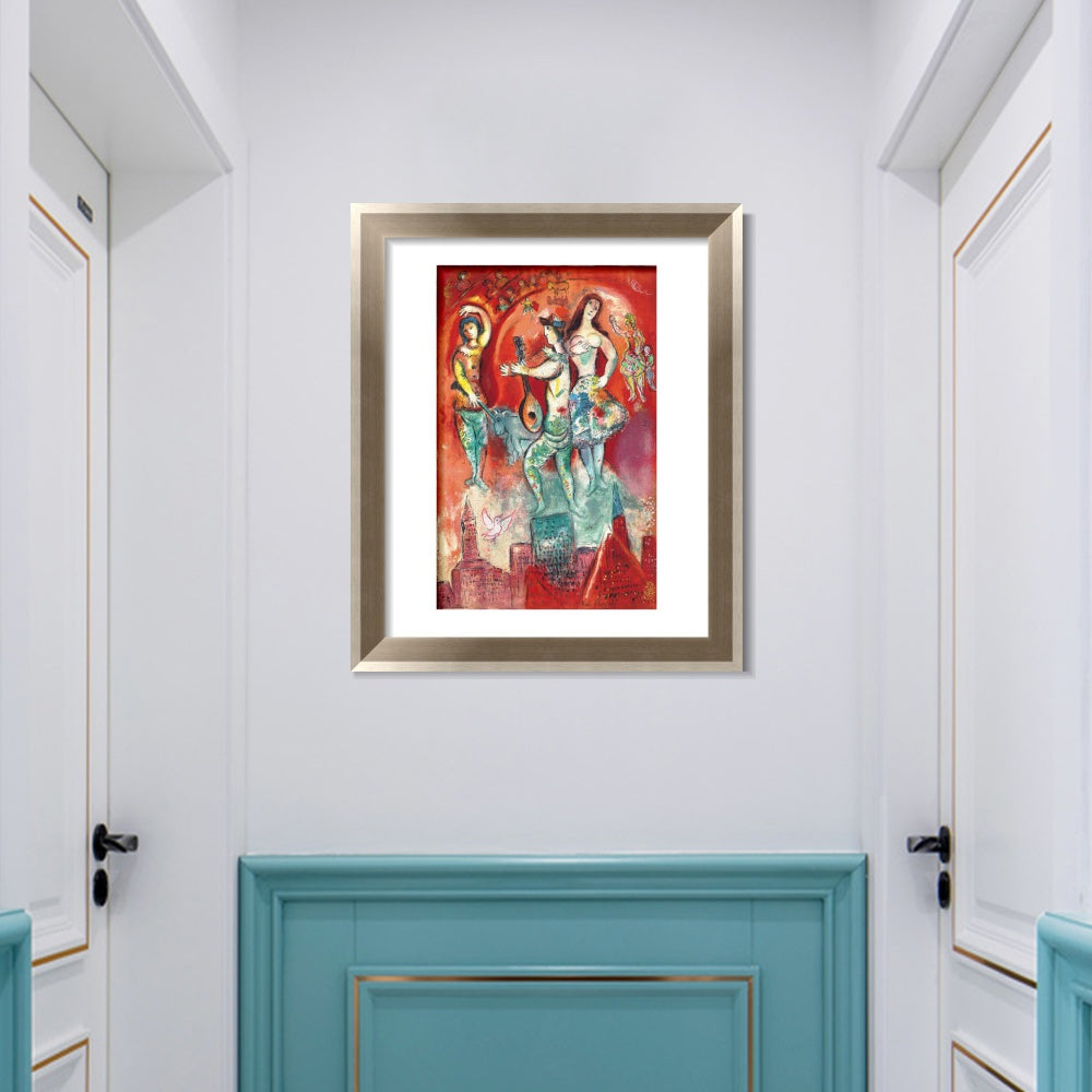 INVIN ART Framed Canvas Art Giclee Print Carmen by Marc Chagall Wall Art Room Living Office Home Decorations