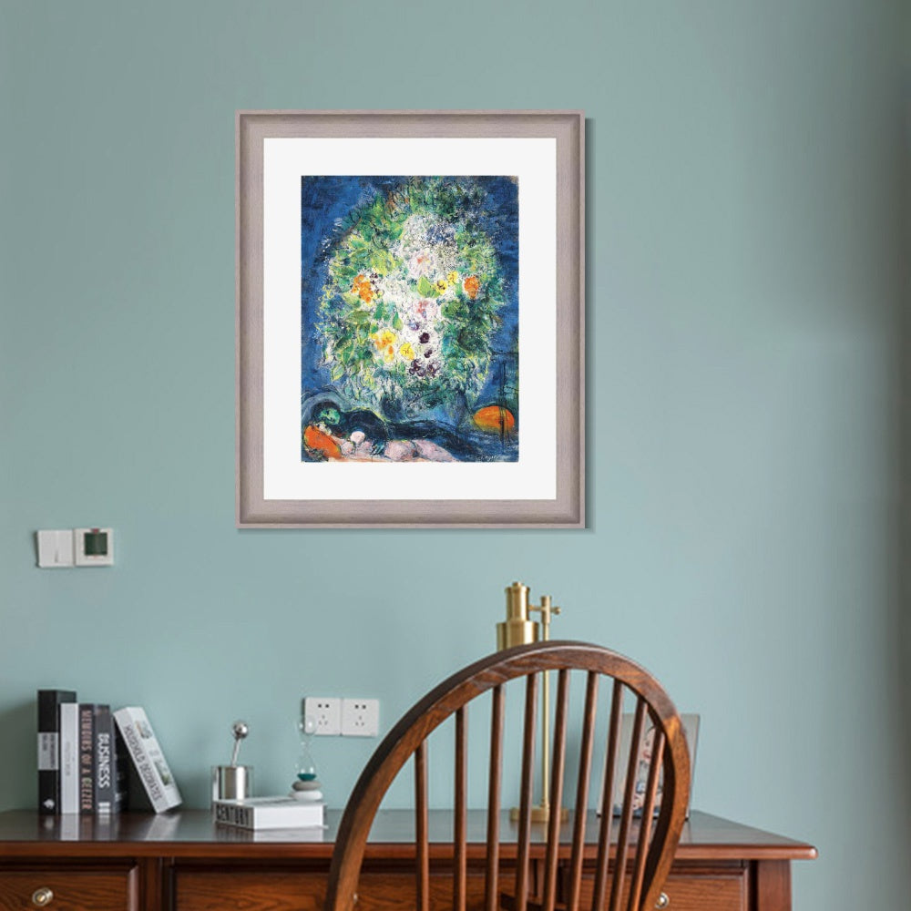 INVIN ART Framed Canvas Art Giclee Print Flower Series#041 by Marc Chagall Wall Art Room Living Office Home Decorations