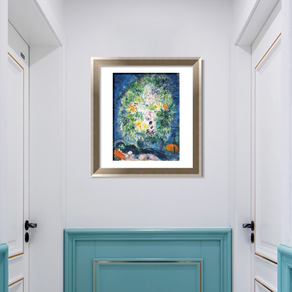 INVIN ART Framed Canvas Art Giclee Print Flower Series#041 by Marc Chagall Wall Art Room Living Office Home Decorations