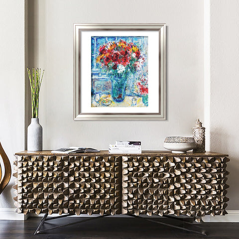 INVIN ART Framed Canvas Art Giclee Print Flower 8 by Marc Chagall Wall Art Room Living Office Home Decorations