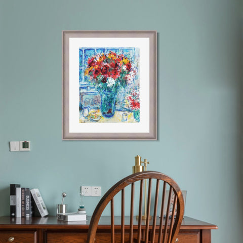 INVIN ART Framed Canvas Art Giclee Print Flower 8 by Marc Chagall Wall Art Room Living Office Home Decorations