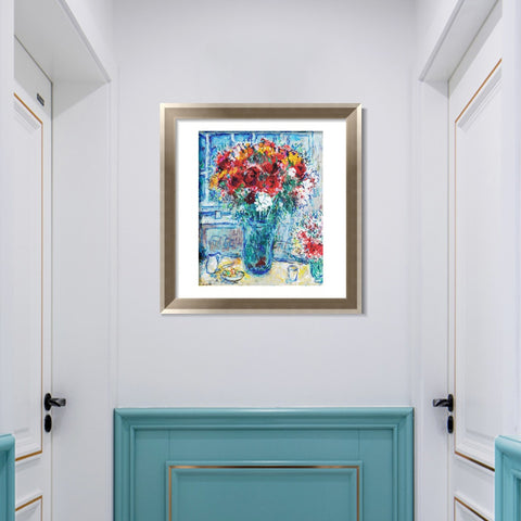 INVIN ART Framed Canvas Art Giclee Print Flower 8 by Marc Chagall Wall Art Room Living Office Home Decorations