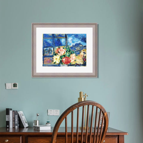 INVIN ART Framed Canvas Art Giclee Print Flower 13 by Marc Chagall Wall Art Room Living Office Home Decorations