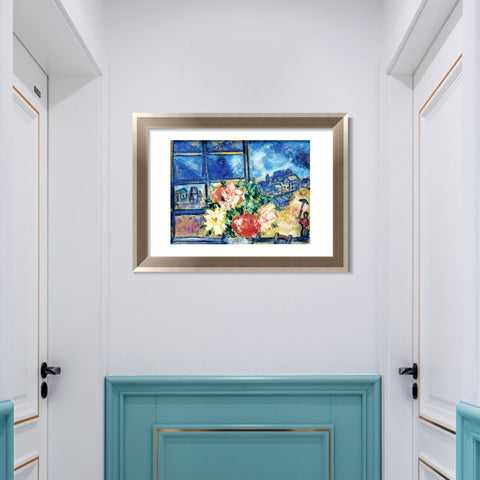 INVIN ART Framed Canvas Art Giclee Print Flower 13 by Marc Chagall Wall Art Room Living Office Home Decorations