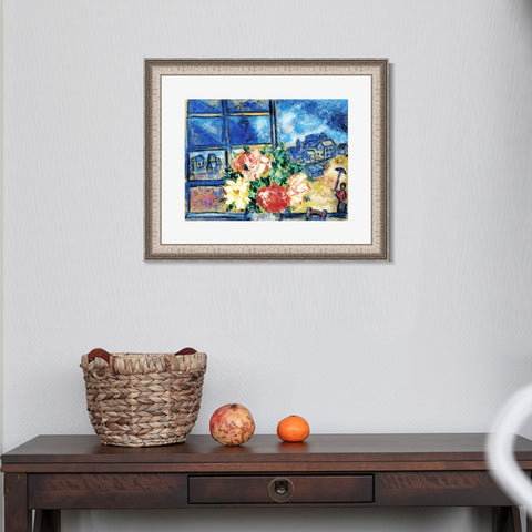 INVIN ART Framed Canvas Art Giclee Print Flower 13 by Marc Chagall Wall Art Room Living Office Home Decorations