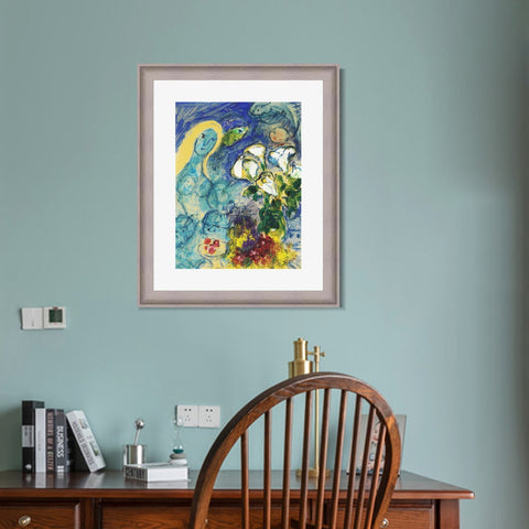 INVIN ART Framed Canvas Art Giclee Print Flower 9 by Marc Chagall Wall Art Room Living Office Home Decorations