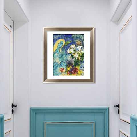 INVIN ART Framed Canvas Art Giclee Print Flower 9 by Marc Chagall Wall Art Room Living Office Home Decorations