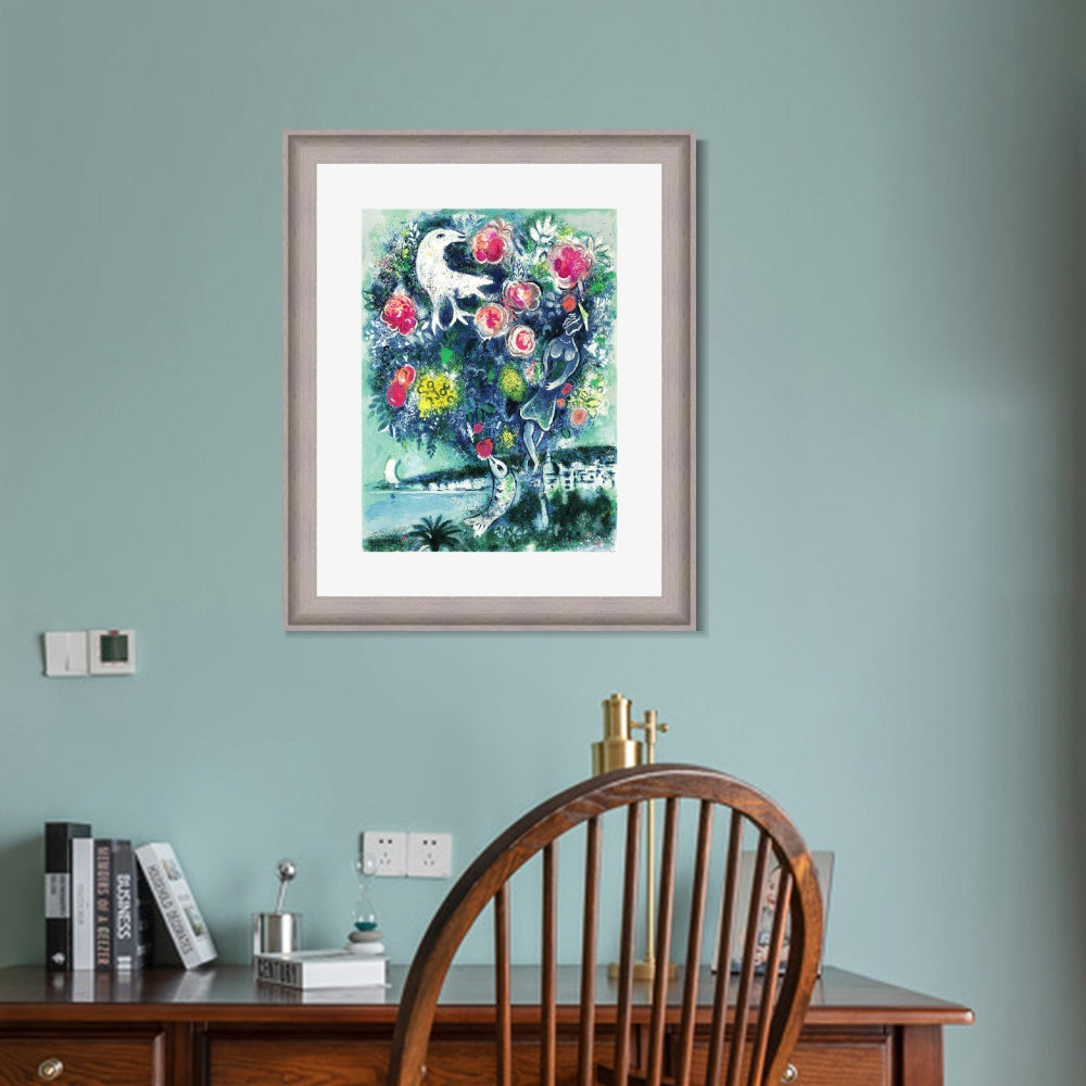 INVIN ART Framed Canvas Art Giclee Print Flower 12 by Marc Chagall Wall Art Room Living Office Home Decorations