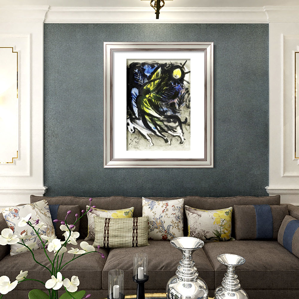 INVIN ART Framed Canvas Art Giclee Print L'ANGE SURVOLANT LA FOR?T D'EDEN by Marc Chagall Wall Art Room Living Office Home Decorations