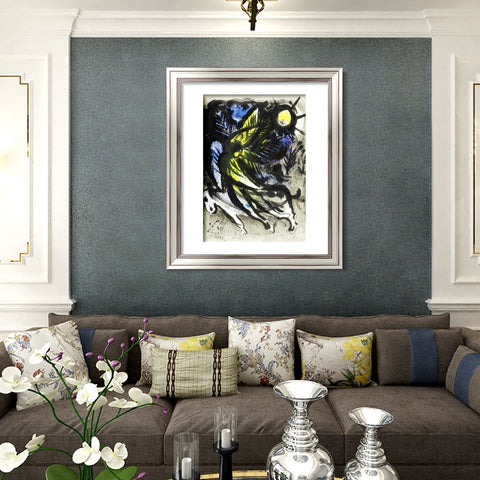 INVIN ART Framed Canvas Art Giclee Print L'ANGE SURVOLANT LA FOR?T D'EDEN by Marc Chagall Wall Art Room Living Office Home Decorations