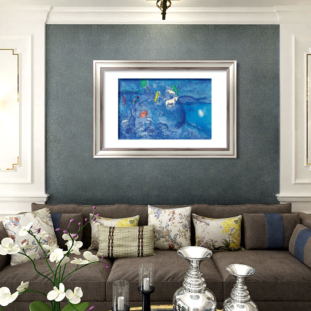 INVIN ART Framed Canvas Art Giclee Print River by Marc Chagall Wall Art Room Living Office Home Decorations