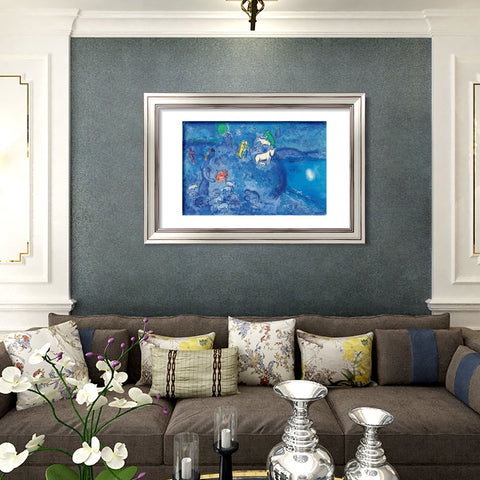 INVIN ART Framed Canvas Art Giclee Print River by Marc Chagall Wall Art Room Living Office Home Decorations