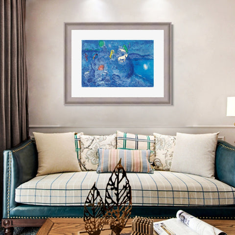 INVIN ART Framed Canvas Art Giclee Print River by Marc Chagall Wall Art Room Living Office Home Decorations