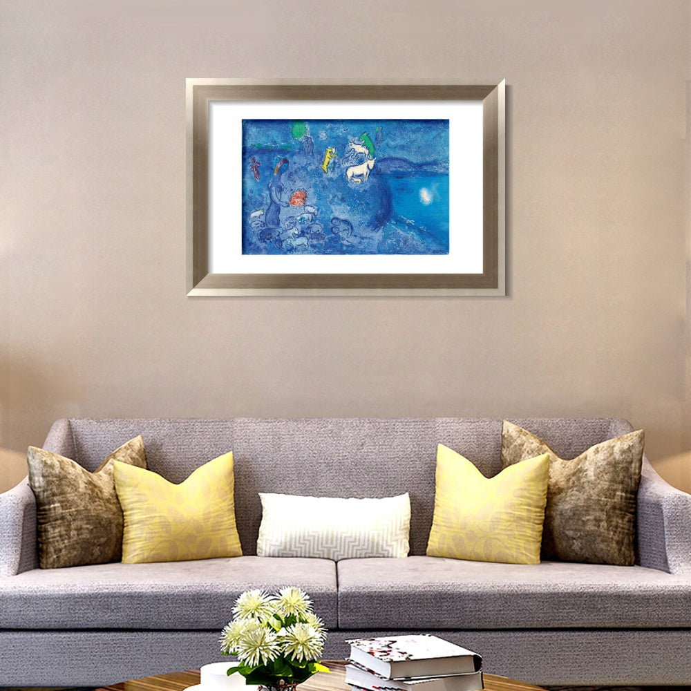 INVIN ART Framed Canvas Art Giclee Print River by Marc Chagall Wall Art Room Living Office Home Decorations