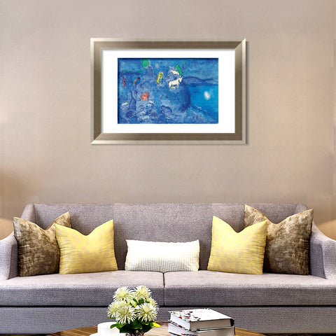 INVIN ART Framed Canvas Art Giclee Print River by Marc Chagall Wall Art Room Living Office Home Decorations