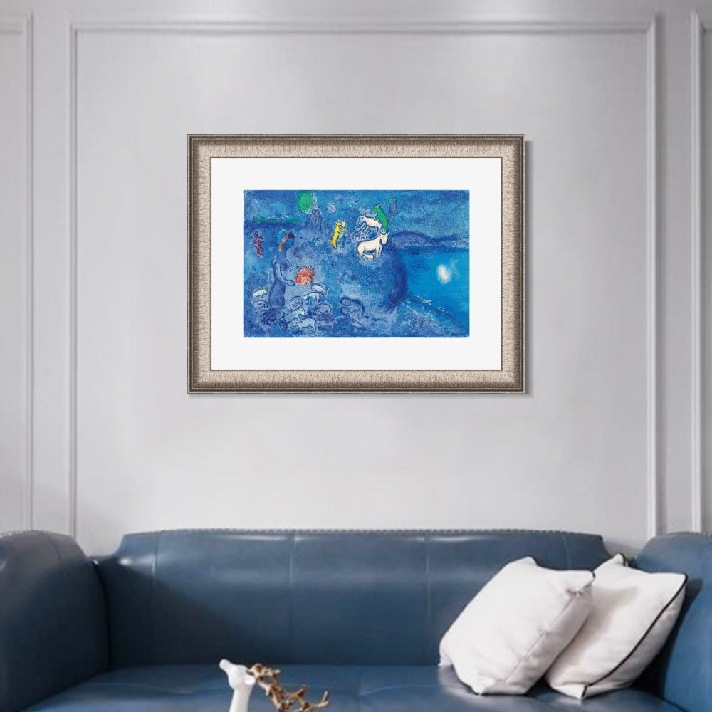 INVIN ART Framed Canvas Art Giclee Print River by Marc Chagall Wall Art Room Living Office Home Decorations