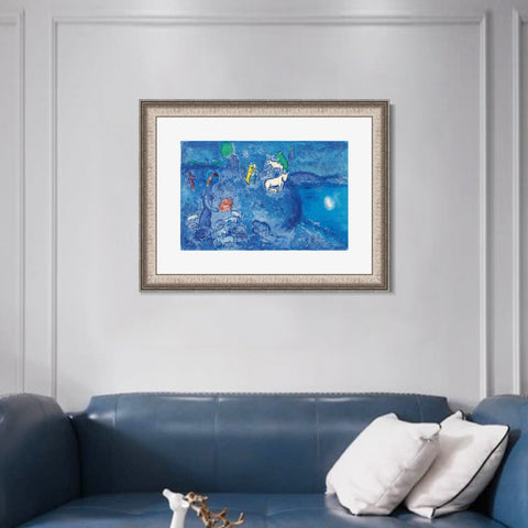 INVIN ART Framed Canvas Art Giclee Print River by Marc Chagall Wall Art Room Living Office Home Decorations