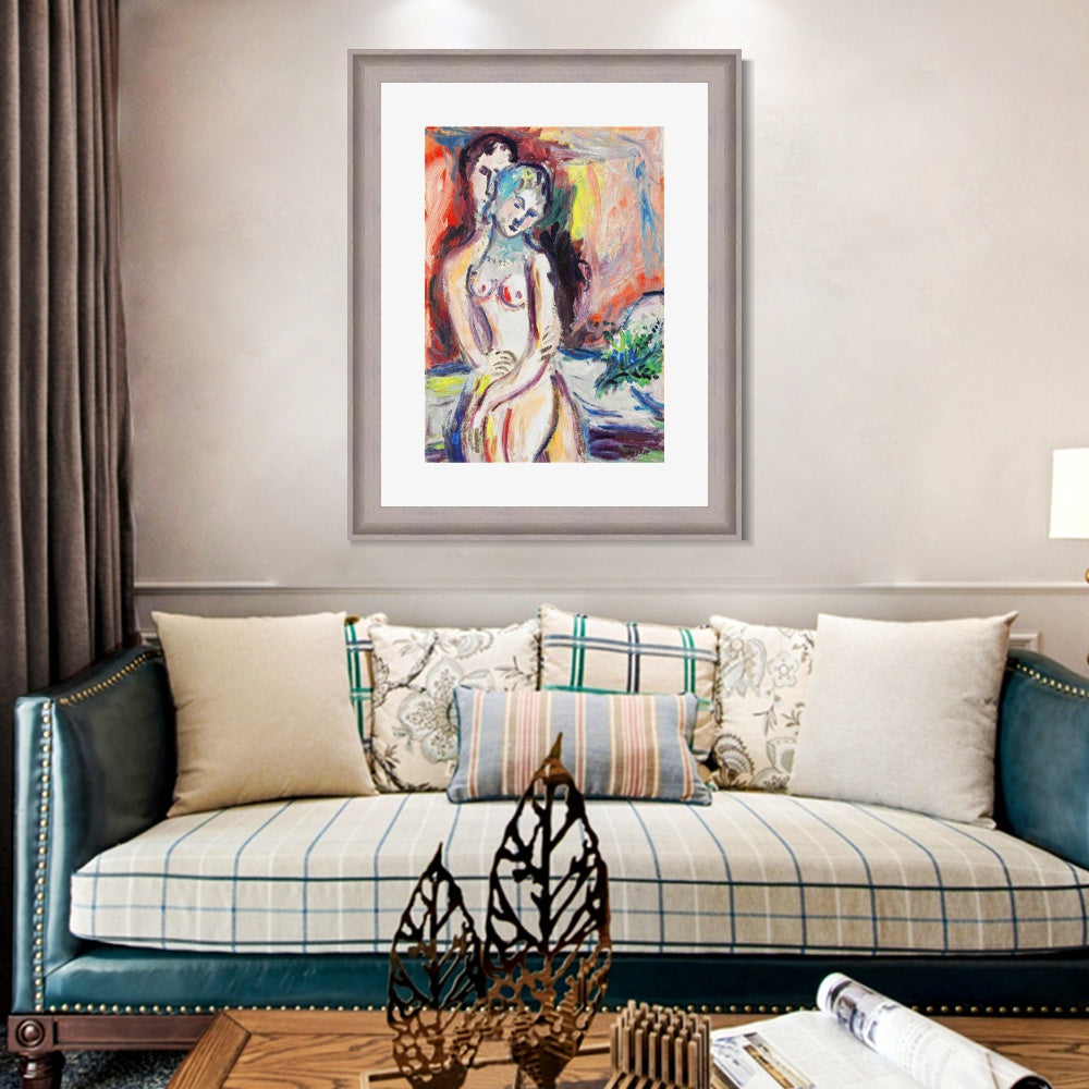 INVIN ART Framed Canvas Art Giclee Print Hug 1 by Marc Chagall Wall Art Room Living Office Home Decorations