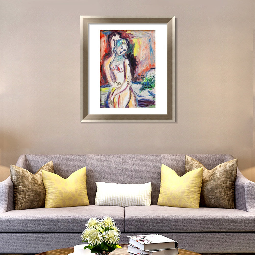 INVIN ART Framed Canvas Art Giclee Print Hug 1 by Marc Chagall Wall Art Room Living Office Home Decorations
