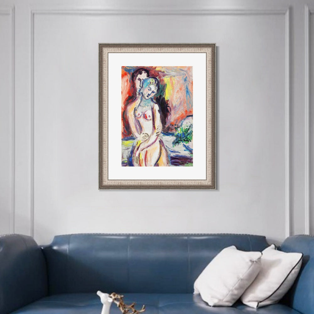 INVIN ART Framed Canvas Art Giclee Print Hug 1 by Marc Chagall Wall Art Room Living Office Home Decorations