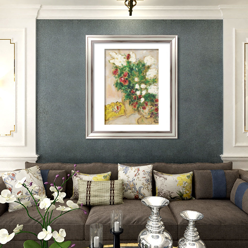INVIN ART Framed Canvas Art Giclee Print Flower 17 by Marc Chagall Wall Art Room Living Office Home Decorations