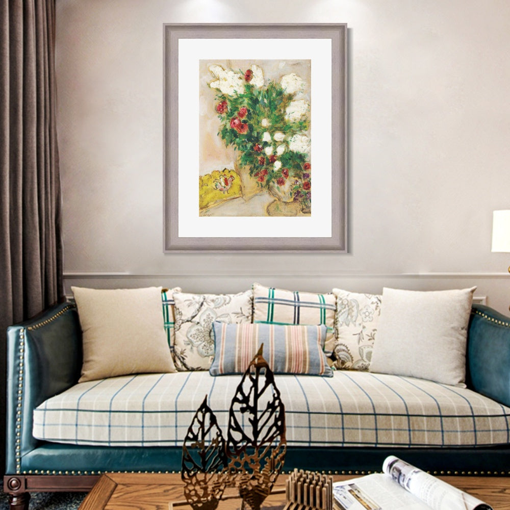 INVIN ART Framed Canvas Art Giclee Print Flower 17 by Marc Chagall Wall Art Room Living Office Home Decorations