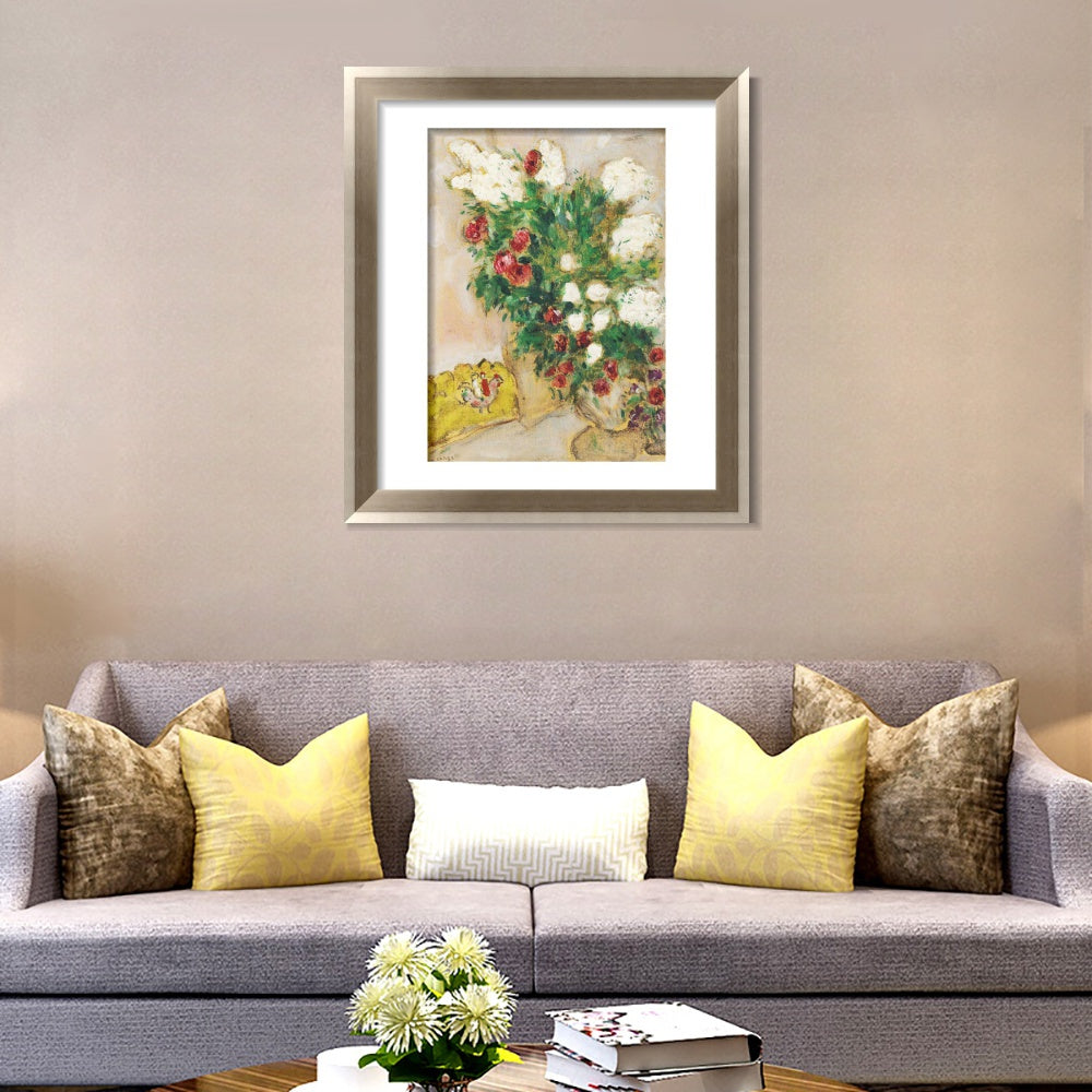 INVIN ART Framed Canvas Art Giclee Print Flower 17 by Marc Chagall Wall Art Room Living Office Home Decorations