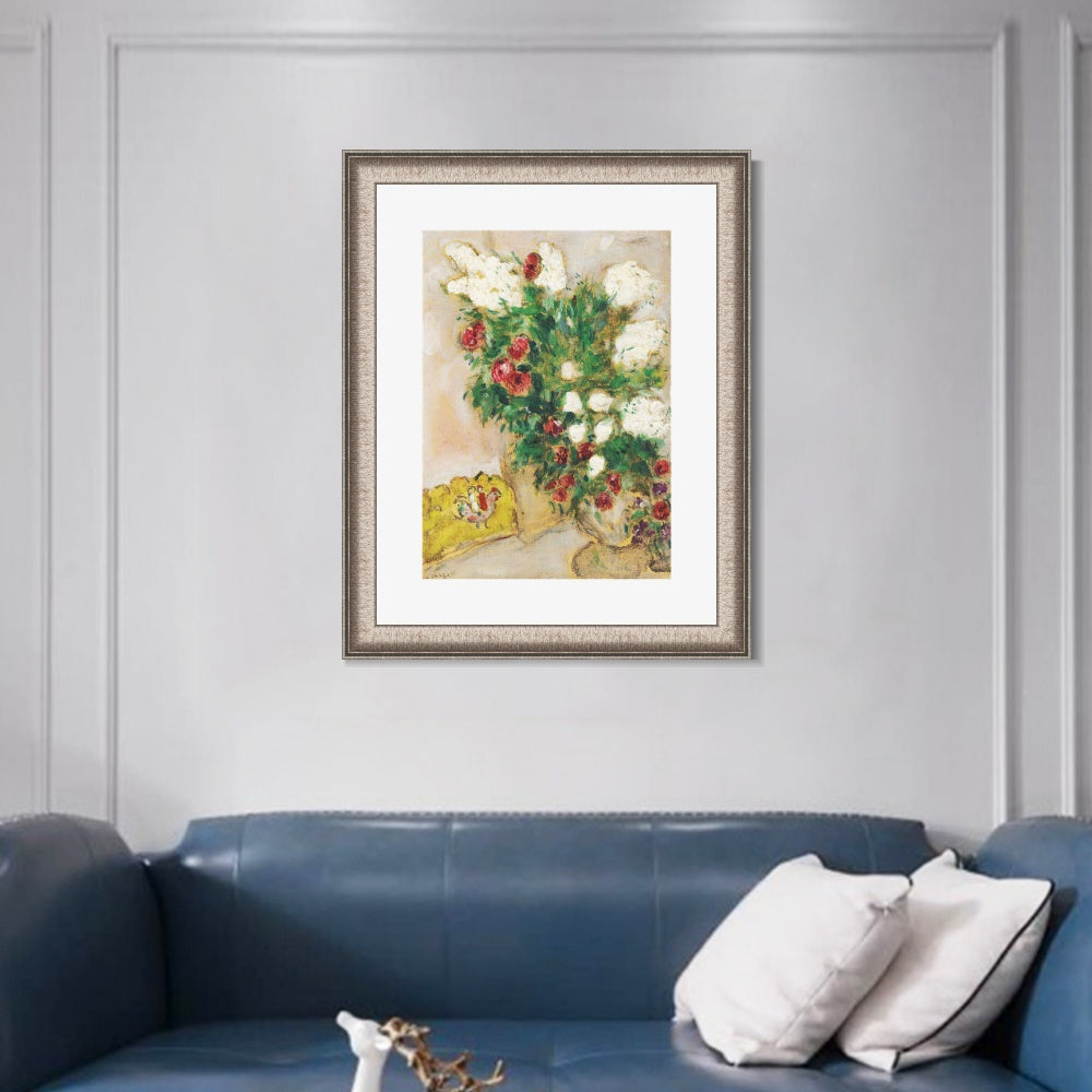 INVIN ART Framed Canvas Art Giclee Print Flower 17 by Marc Chagall Wall Art Room Living Office Home Decorations