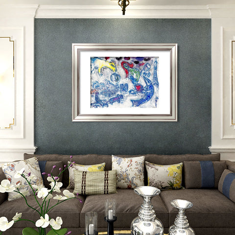 INVIN ART Framed Canvas Art Giclee Print Woman by Marc Chagall Wall Art Room Living Office Home Decorations