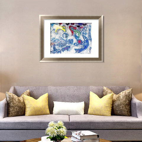 INVIN ART Framed Canvas Art Giclee Print Woman by Marc Chagall Wall Art Room Living Office Home Decorations