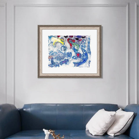 INVIN ART Framed Canvas Art Giclee Print Woman by Marc Chagall Wall Art Room Living Office Home Decorations