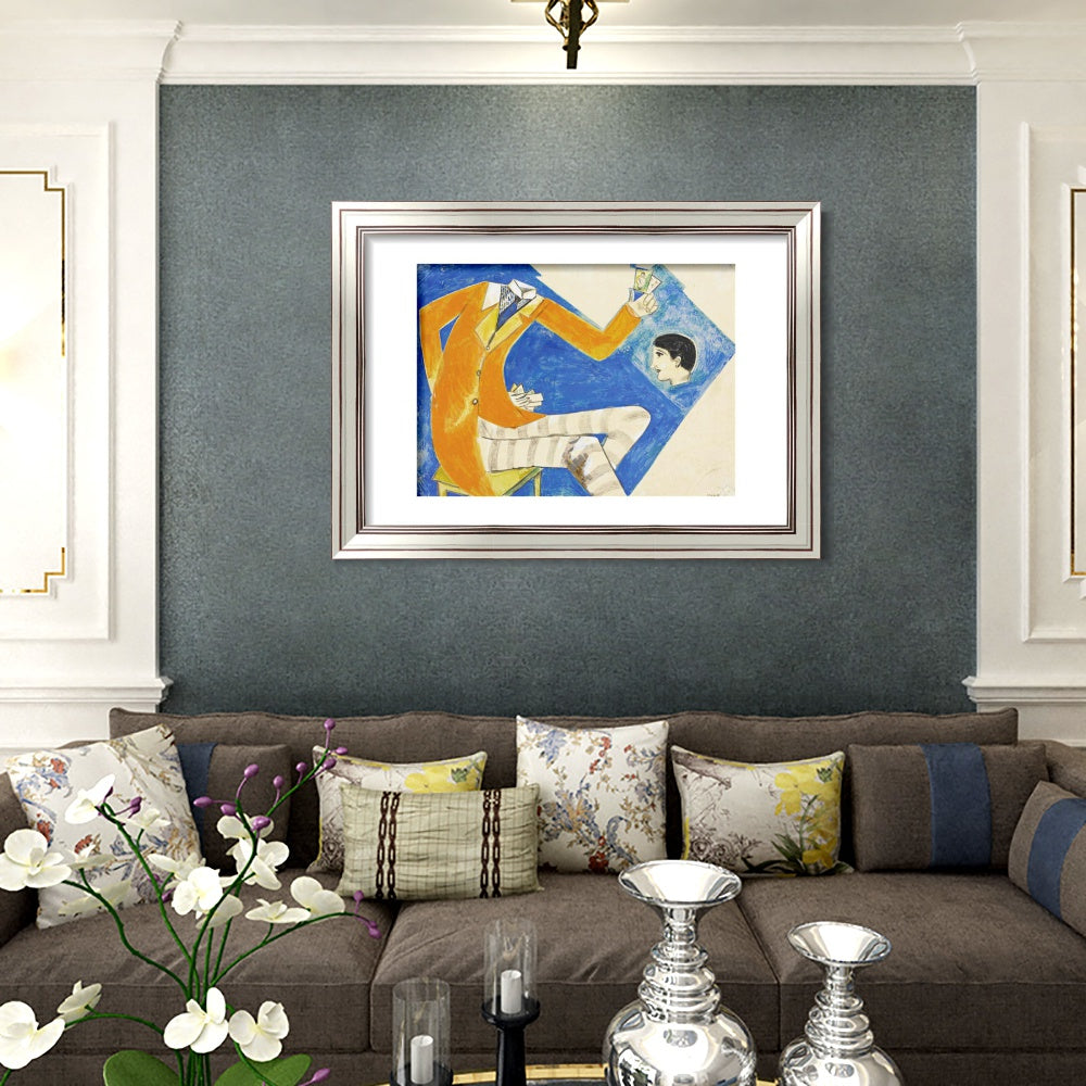 INVIN ART Framed Canvas Art Giclee Print Coat by Marc Chagall Wall Art Room Living Office Home Decorations