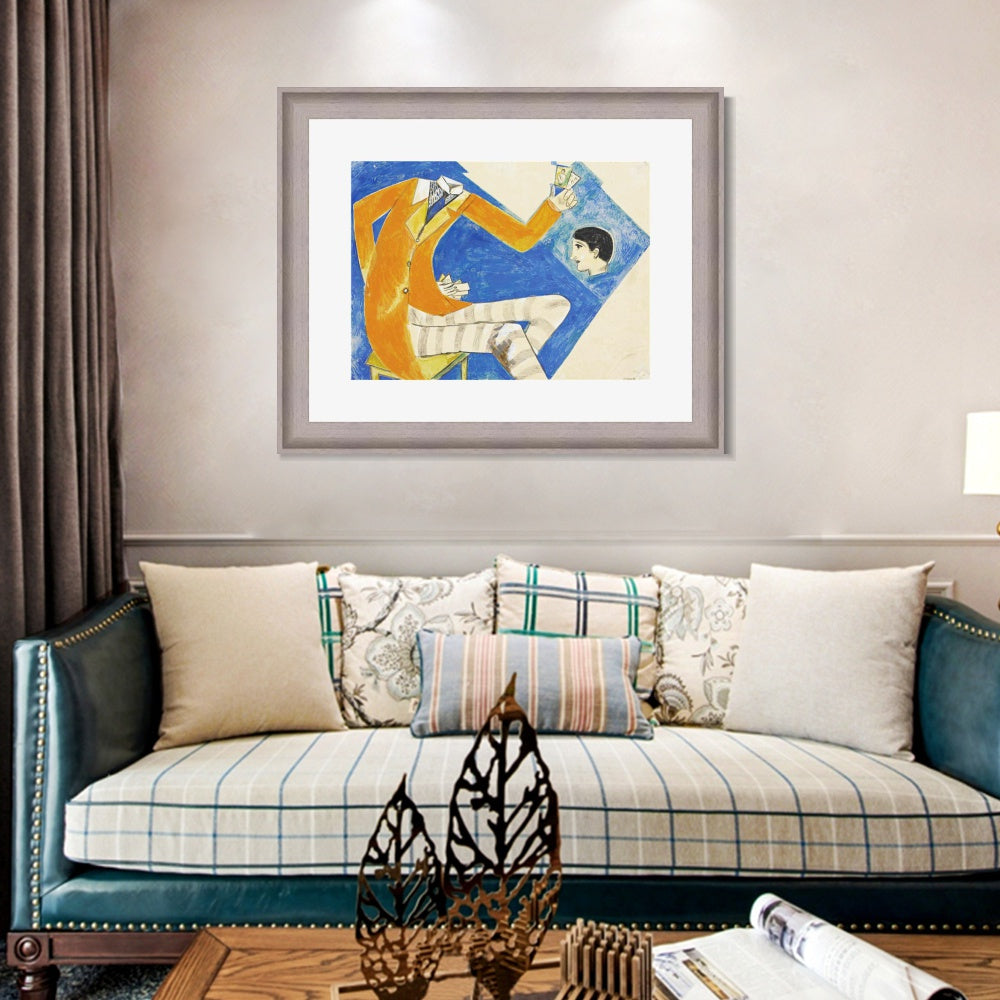 INVIN ART Framed Canvas Art Giclee Print Coat by Marc Chagall Wall Art Room Living Office Home Decorations