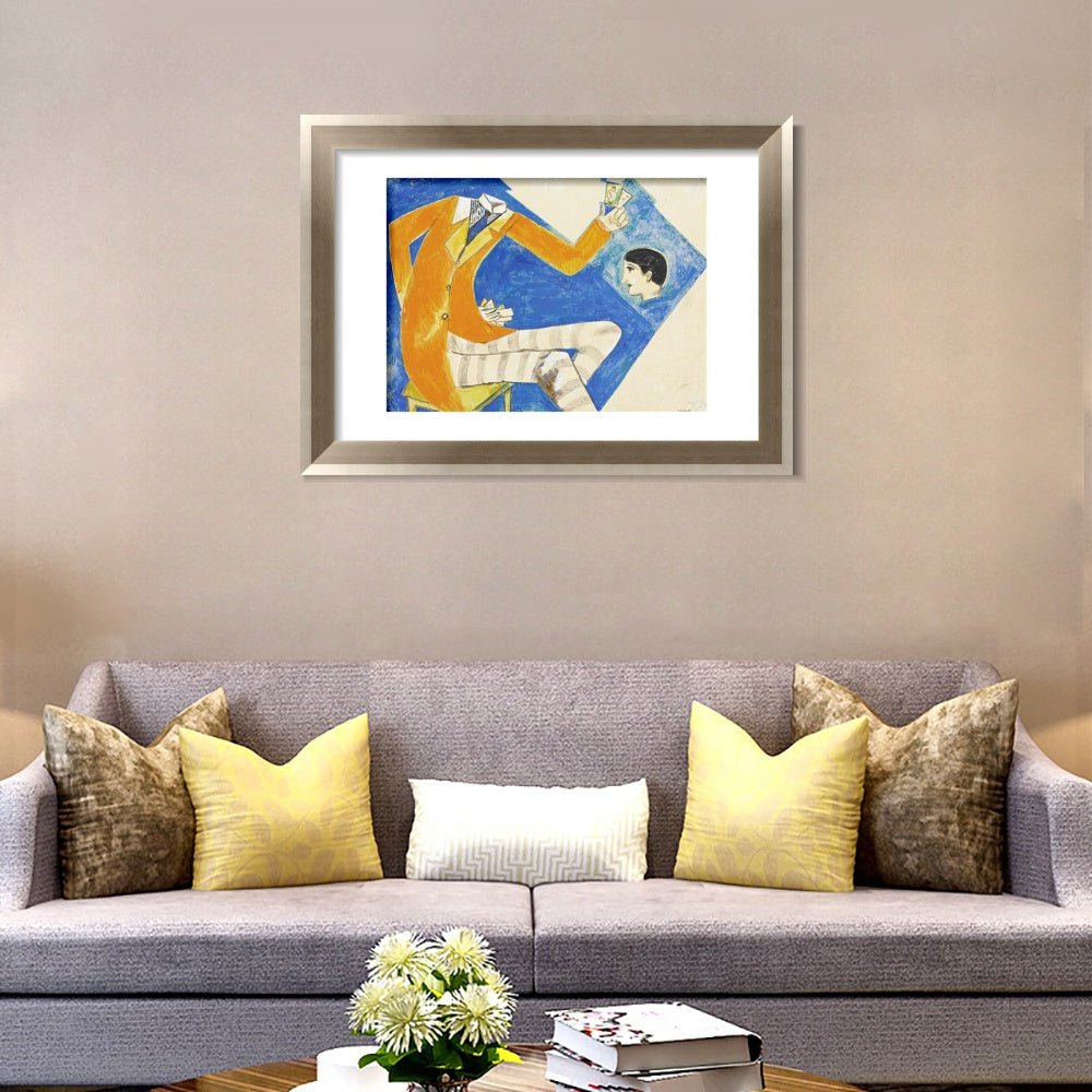 INVIN ART Framed Canvas Art Giclee Print Coat by Marc Chagall Wall Art Room Living Office Home Decorations